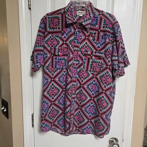 Vintage Sheplers Western Pearl‎ Snap Shirt Mens L Southwestern Aztec Print